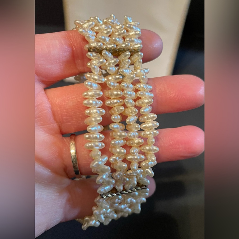 🐰Vintage Multi Strand Rice Pearl Necklace and Bracelet Set - Picture 7 of 10